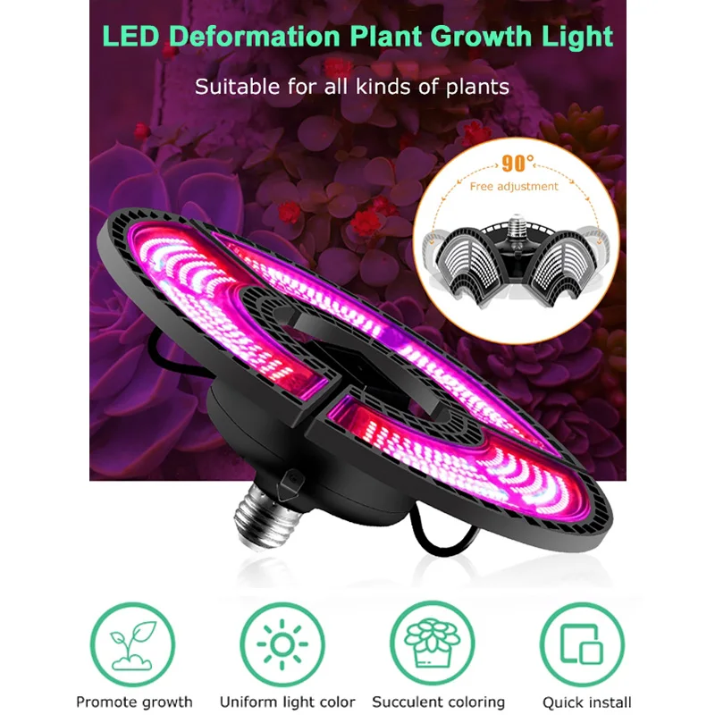 260W E27 Red And Blue Spectrum Deformed Folding LED Plant Light Phyto Growth Lamp for Indoor Plant Hydroponics