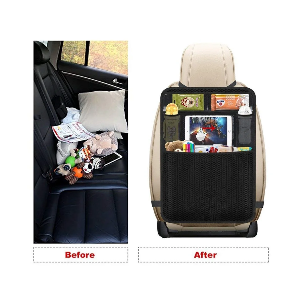 

Auto Organizer Car Seat Back Multi-Pocket Storage Bag Tablet Holder Automobiles Interior Accessory Stowing Tidying Bag Universal