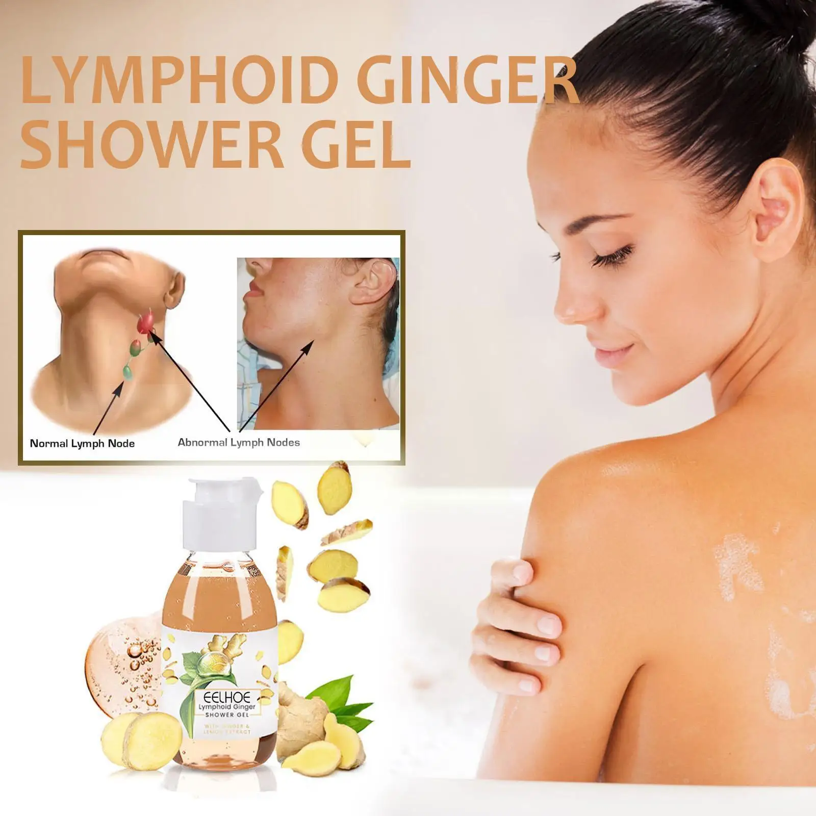 

Lymphatic Drainage Ginger Shower Gel Neck Lymph Relief Cleaning Firm Loss Body Fat Detox Slimming Swelling Body Wash Skin W9K5