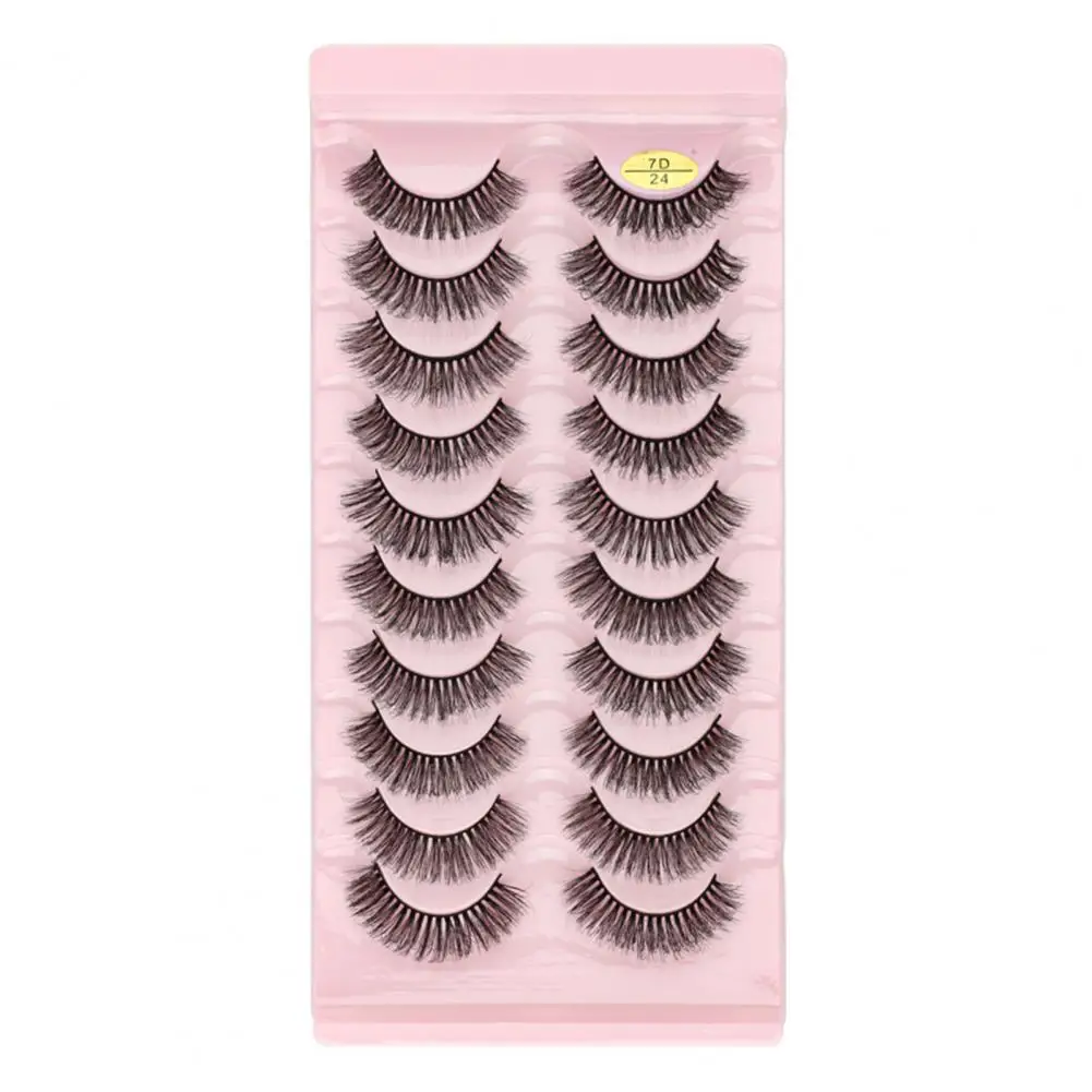 

10 Pairs False Eyelashes Wispy Thick Natural Curl Handmade Fluffy 7D Imitation Mink Hair Eyelashes Extension for Eye Makeup
