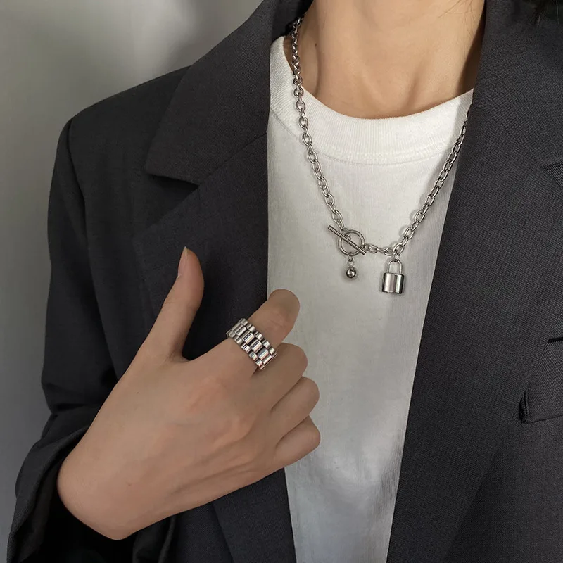 Ожерелье на толстой цепочке с замком в стиле хип-хоп для мужчин и женщин простая