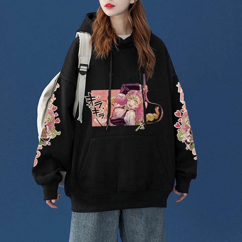 

Anime Hoodie Demon Slayer Sweatshirts Women Kyojuro Rengoku Print Sweatshirt Tops Y2k Loose Casual Pullover Streetwear Sudaderas