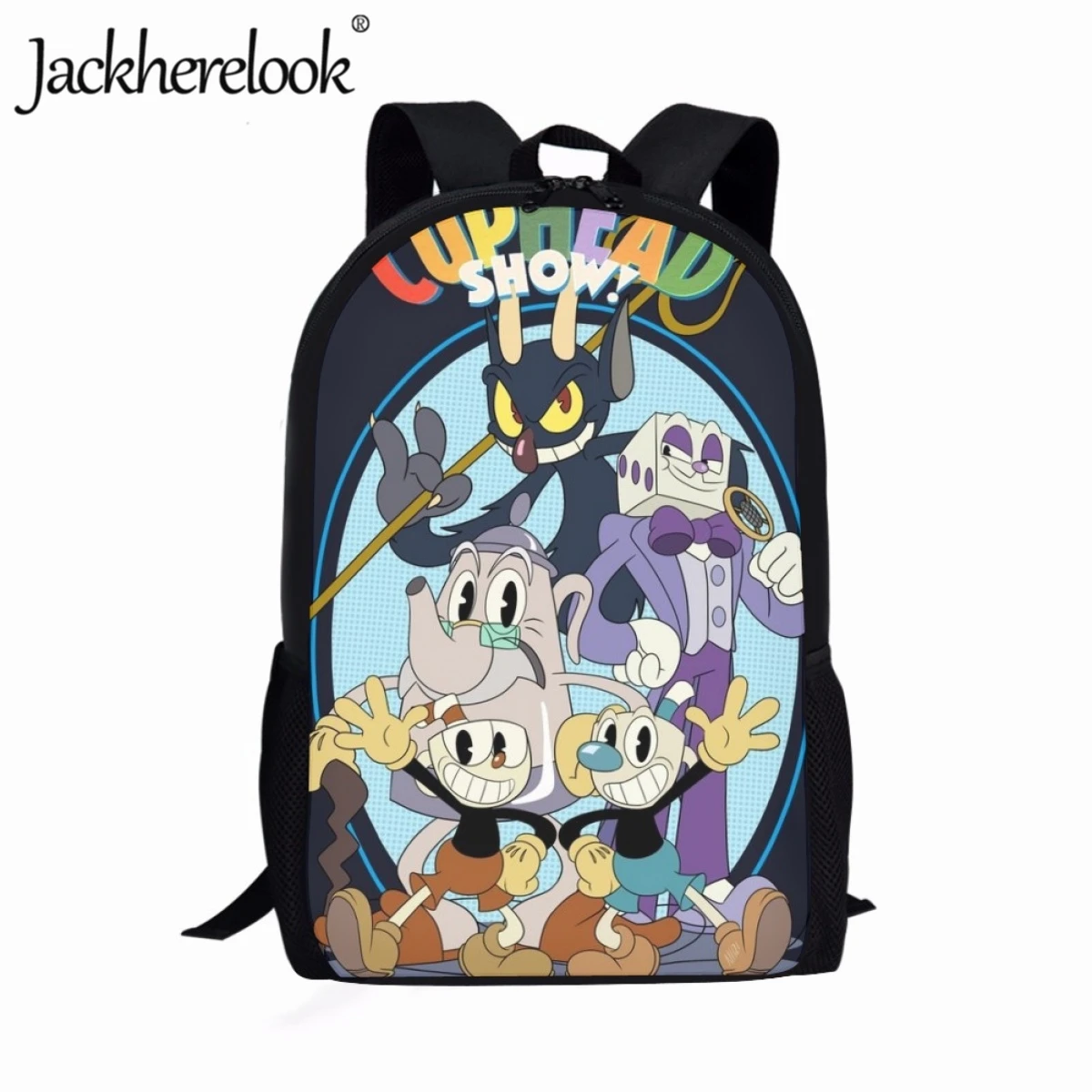 Jackherelook Cartoon Cuphead Pattern School Bags for Children Book Bag Casual Travel Bag Large Capacity Kids Boys Girls Backpack