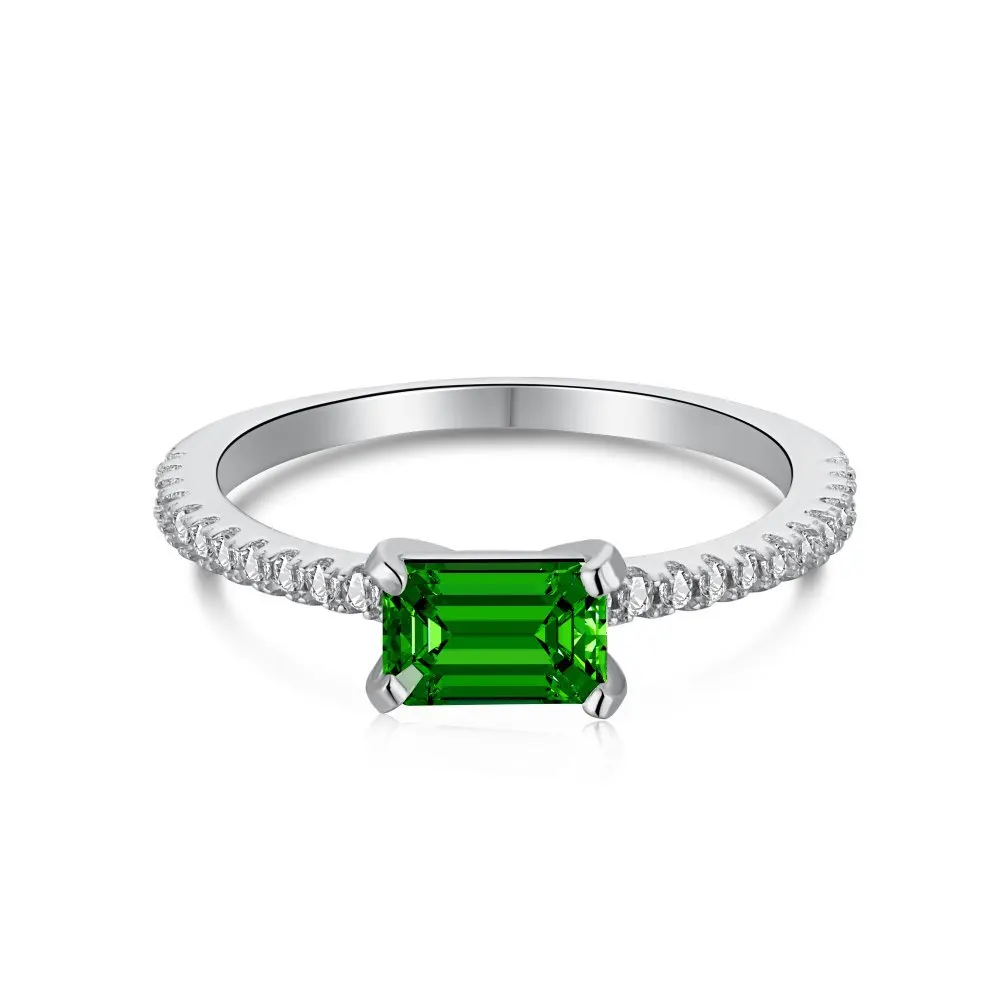 

Emerald Cut 925 Sterling Silver Women's Ring Ladies Gem Stone Cubic Zirconia Korean Jewelry Real Silver Rings for Women Girls