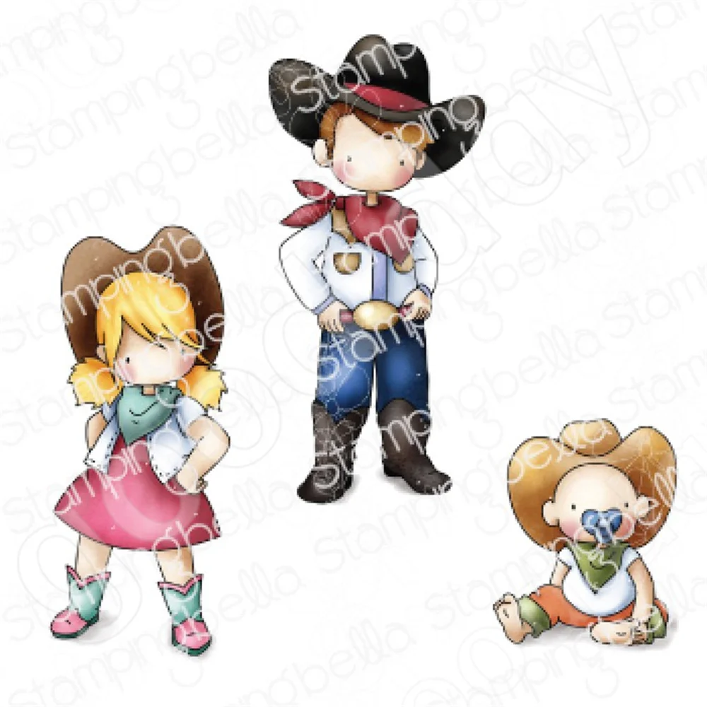 

Uptown Cowboy Kids Rubber Cutting Dies Stamps Scrapbook Diary Decoration Stencil Embossing Template Diy Greeting Card Handmade