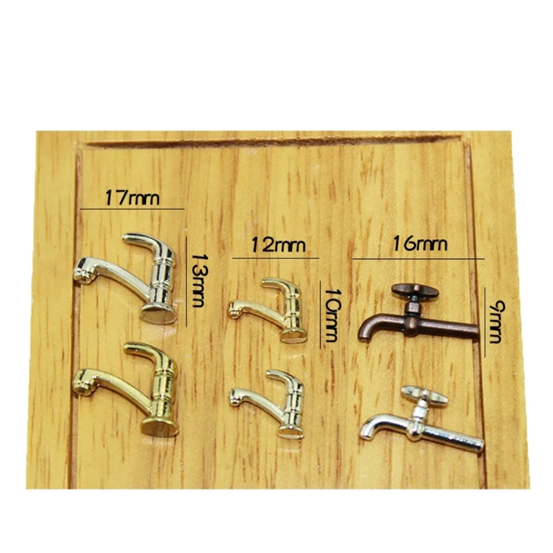 

2PCS 1:12 Miniature Metal Water Tap Bathroom Accessories Faucet Dollhouse