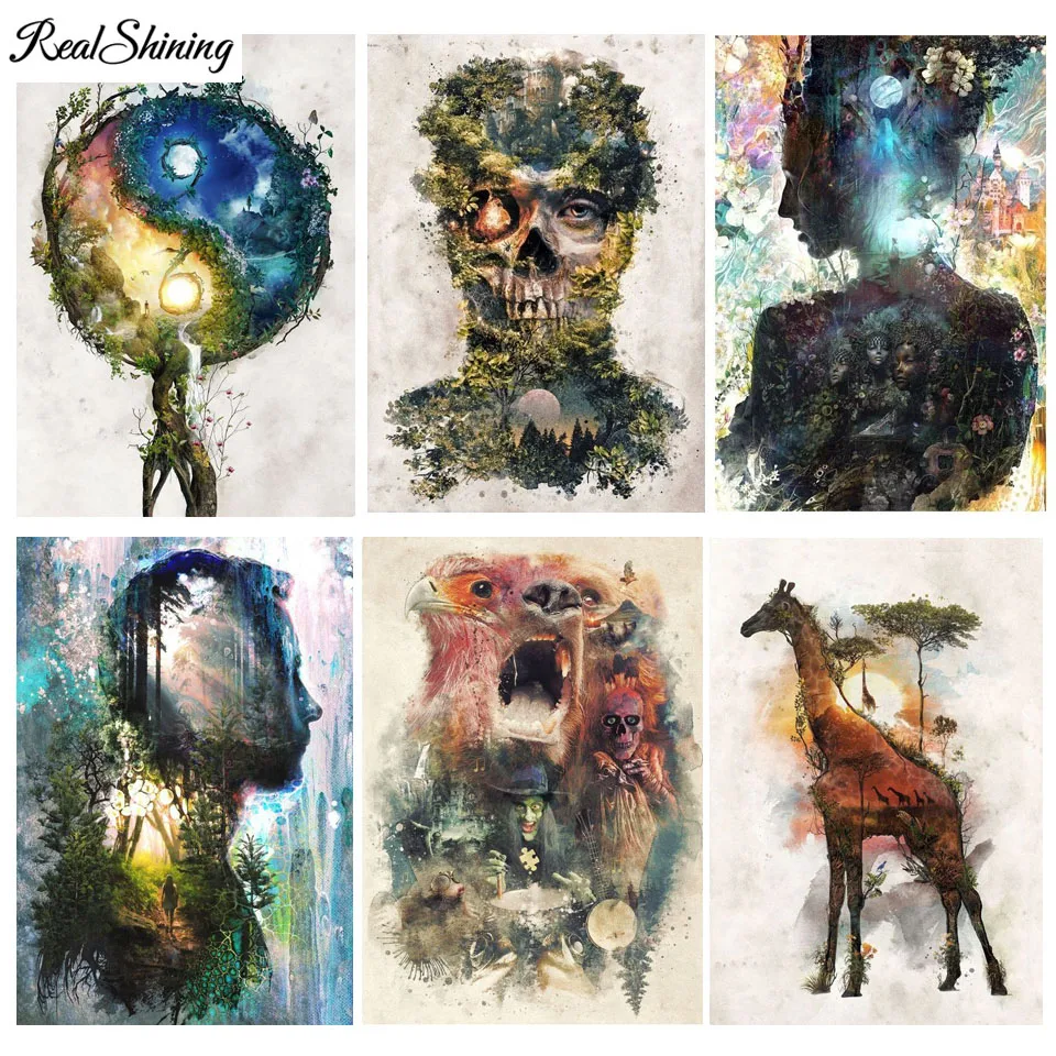 Алмазная живопись, вышивка, абстрактный пейзаж, Сплетницы, Инь Янь, искусство, картина, Настенный декор, животные, женщина, мозаика, домашний декор T2007