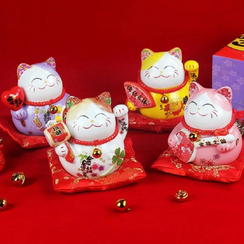 

Ceramic Lucky Cat Small Ornament Piggy Bank Cute Decoration Creative Shop Opening Gift