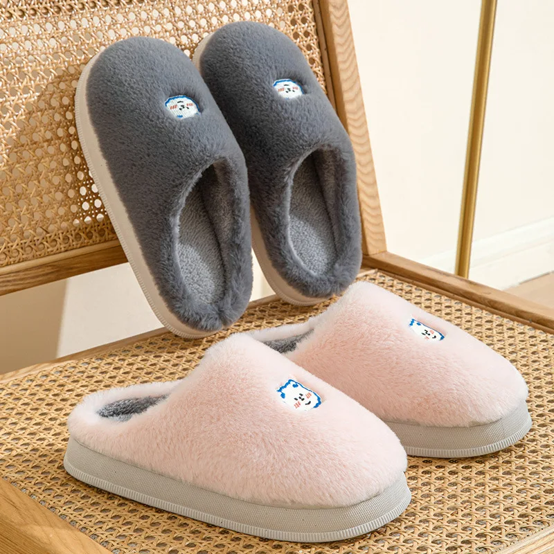 

Maogu Couple Slippers for Women Winter Home Indoor Non-slip Thickened Warm Cute Plush Cotton Slipper Female Men's Flip Flops 44