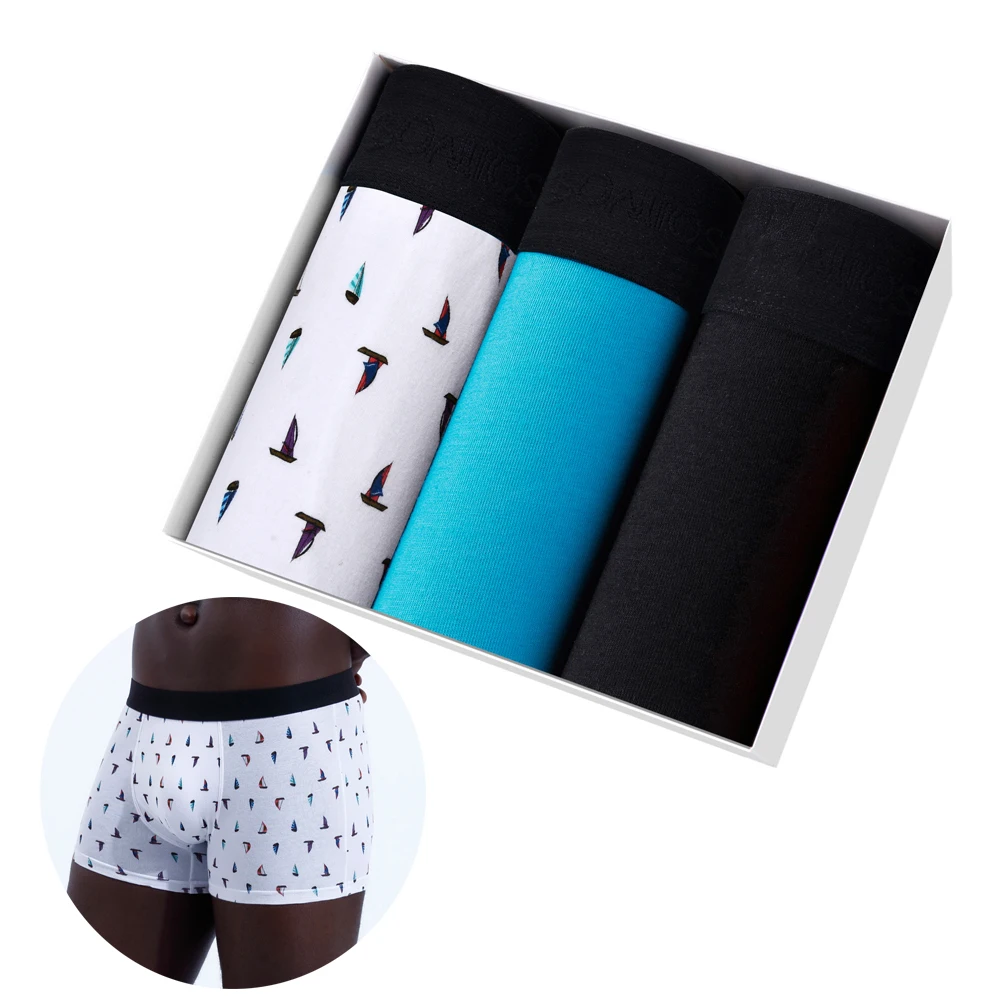 

3 шт., мужские хлопковые трусы-боксеры с принтом