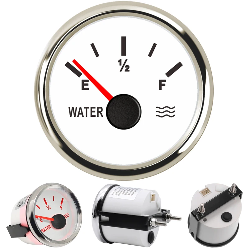 

52mm Marine Water Level Gauges 9-32V Black Water Level Meters 0-190ohm 240-33ohm for Auto Ships Agricultural Machinery Truck Rv