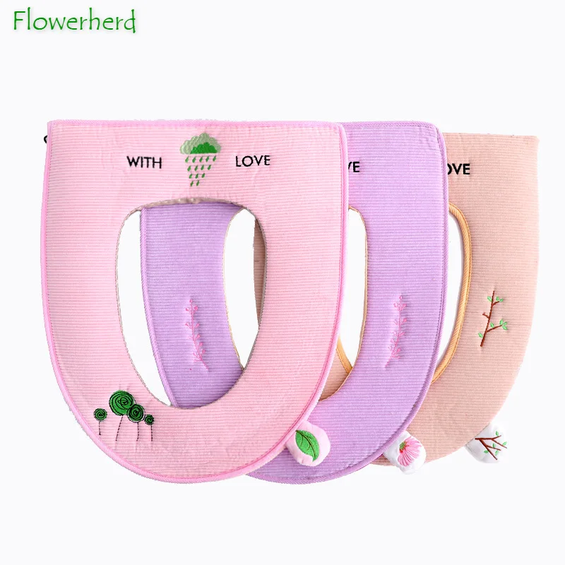 

Toilet Mat with Handle Velcro Zipper Seat Cushion Toilet Seat Embroidery Pattern Toilet Seat Cushion Toilet Accessories