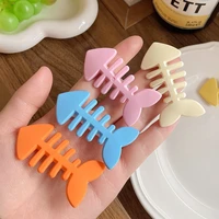 2022 japan korea simple cute candy color fishbone hairpin for girl children summer kawaii plastic novel hair clips accessories