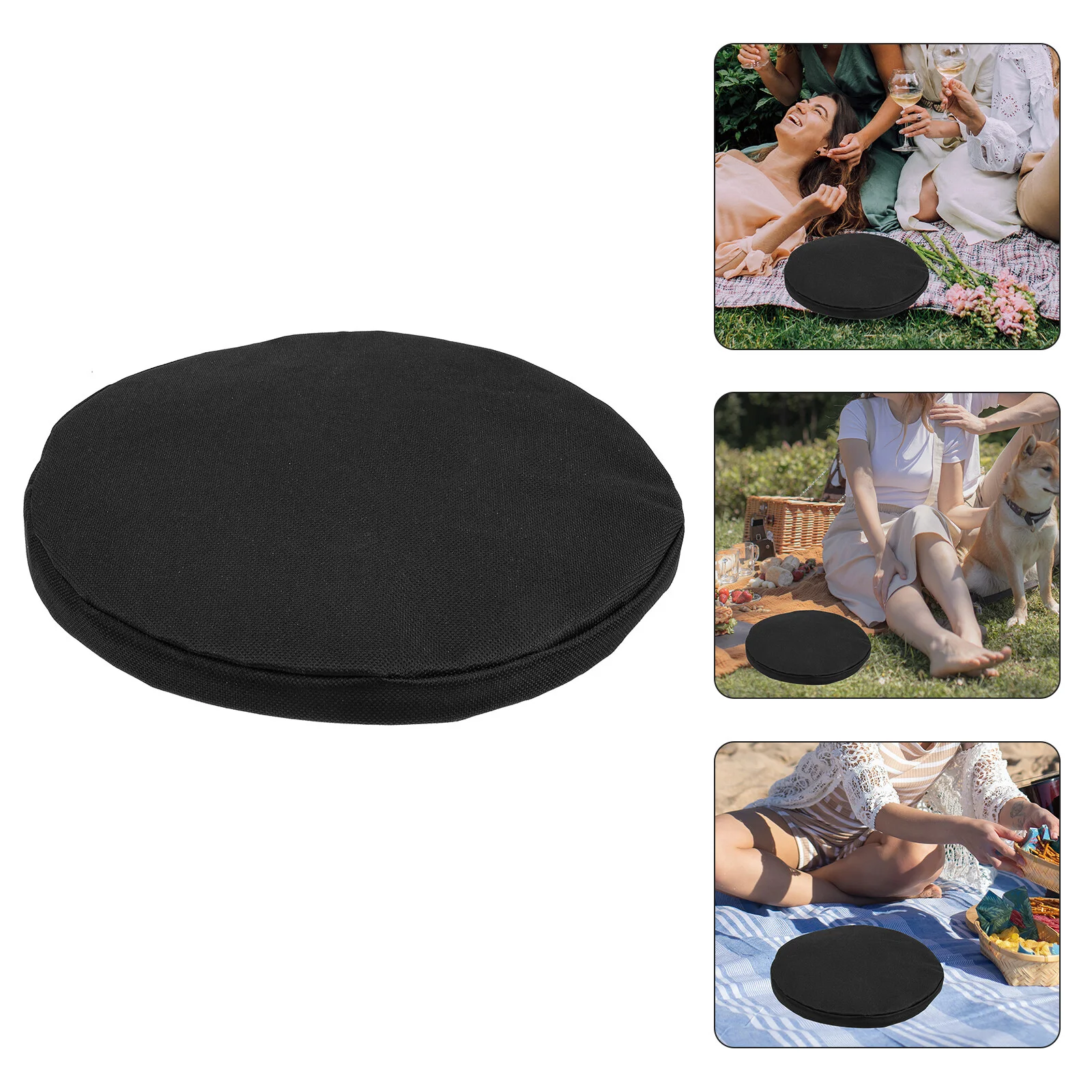 

Folding Outdoor Lounge Chair Seat Cushion Camping Supply Small Portable Stool Cover 24.2x24.2cm Black Foldable Fishing Travel