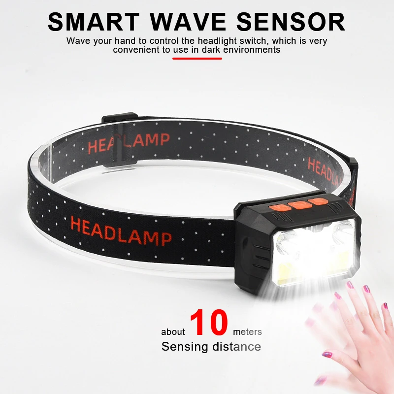 

Powerfull LED Flashlight Head Light Body Motion Sensor Headlight Rechargeable Camping Headlamp Waterproof Torch Lanterna Hiking