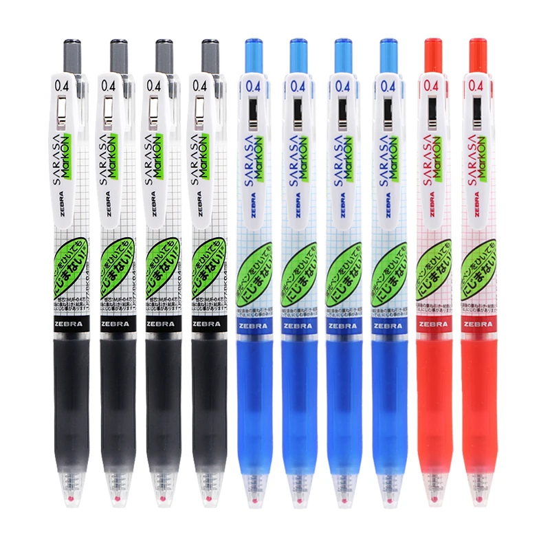 

10pcs Japanese Stationery Zebra JJS77 Quick Dry Gel Color Pen 0.4 / 0.5mm Black Blue Red Ink Business Office Mark Pen