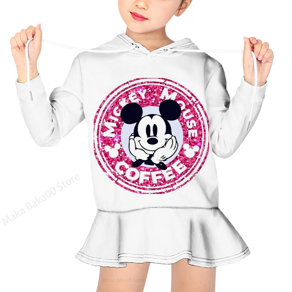 

2022 Children's Clothing Autumn Winter New Sweater Dress Disney Mickey and Minnie Print Casual Cartoon Hoodie Girls Tops