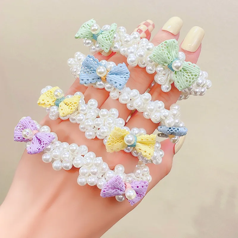 

1pc Elegant Pearl Hair Rubber Ponytail Holders Hair Ties Bow White Beads Headband Women Girls Scrunchies Korean Hair Accessories