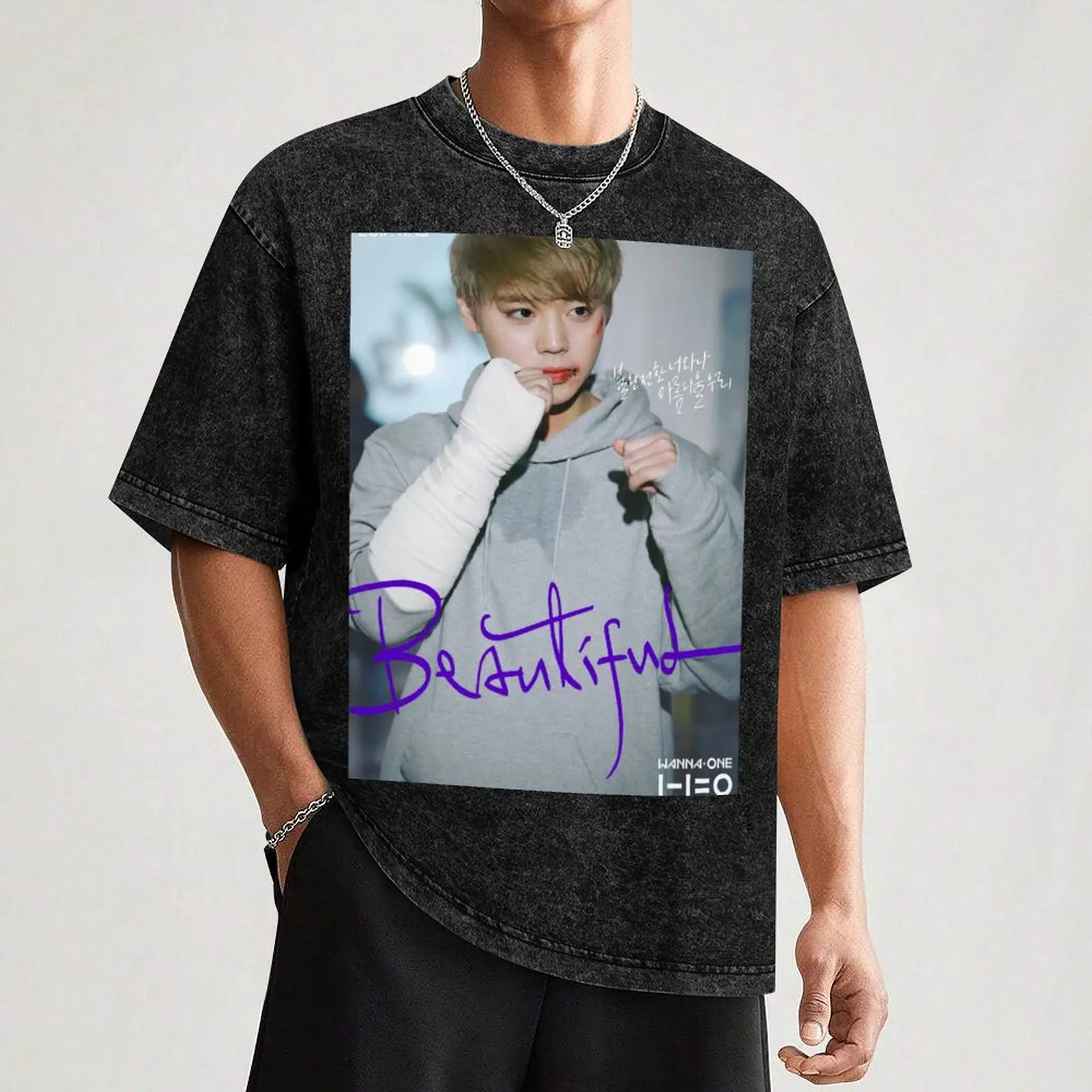 Фото Футболка WANNA ONE BEAUTIFUL PARK JIHOON, повседневный легкий летний топ с короткими рукавами №3