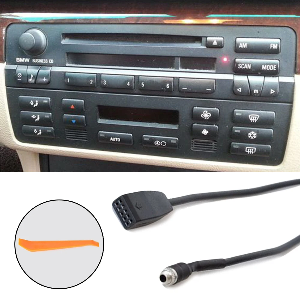 

1set 3.5 Mm Car AUX In Input Interface Adapter MP3 Radio Cable For BMW E39 E53 X5 E46 Car Interior Replacement Parts