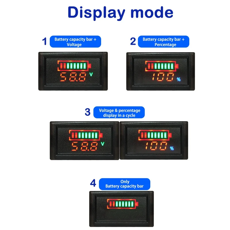 DC6-120V светодиодный экран с двойным дисплеем кулонный измеритель напряжения