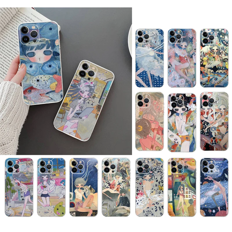 

Phone Case For iphone 14 Pro Max 13 12 11 Pro Max XS XR X 12mini 7 8 14 Plus SE Aya Takano Art Case Funda