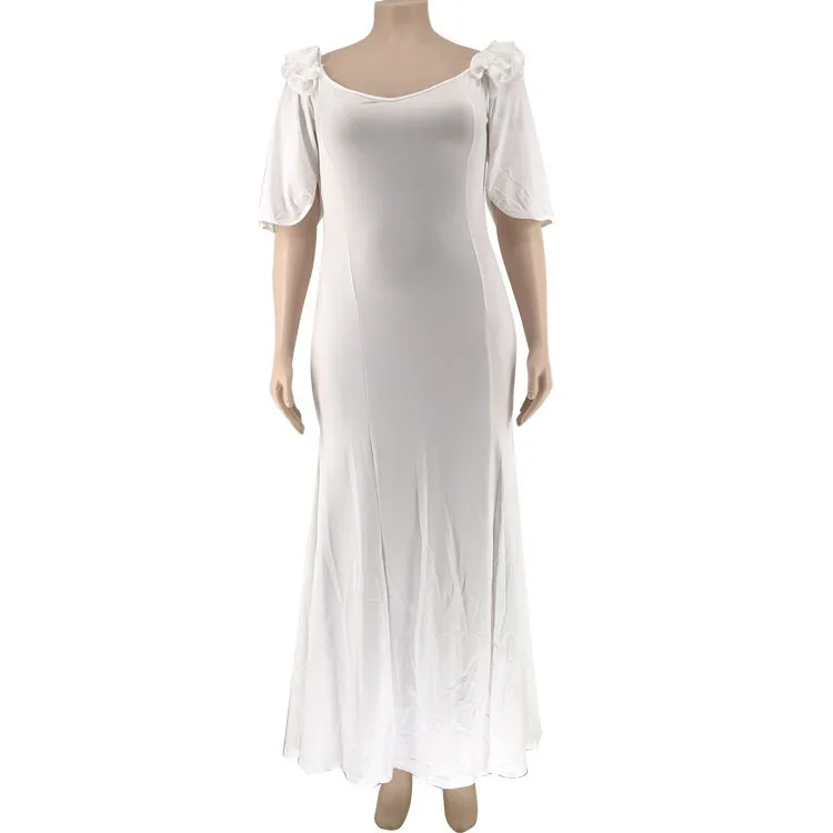 Plus Size Dresses Women's Autumn 2023 New Solid Color Half Sleeve Long Skirt Open Leg Large Dress Fashion Casual Female Clothing