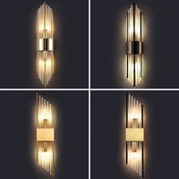 modern crystal stainless steel wall lamps for bedroom bedside living room nordic beautiful glass decorative luminaire wall lamp
