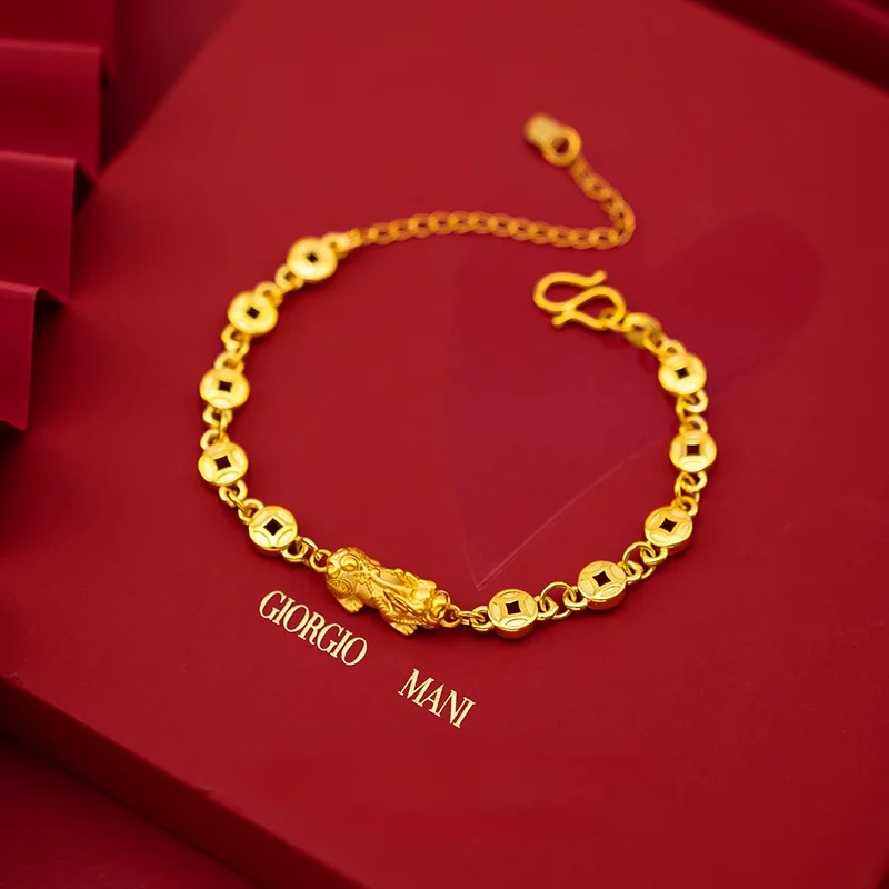 

Bracelets for Women Copper Cash Wedding Charm Bracelet Jewelry Wholesale Luxury Jewelry Chinese Retro Style