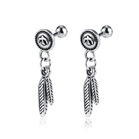 european and american classic popular stainless steel leaf earrings wild peace dove male and female earrings
