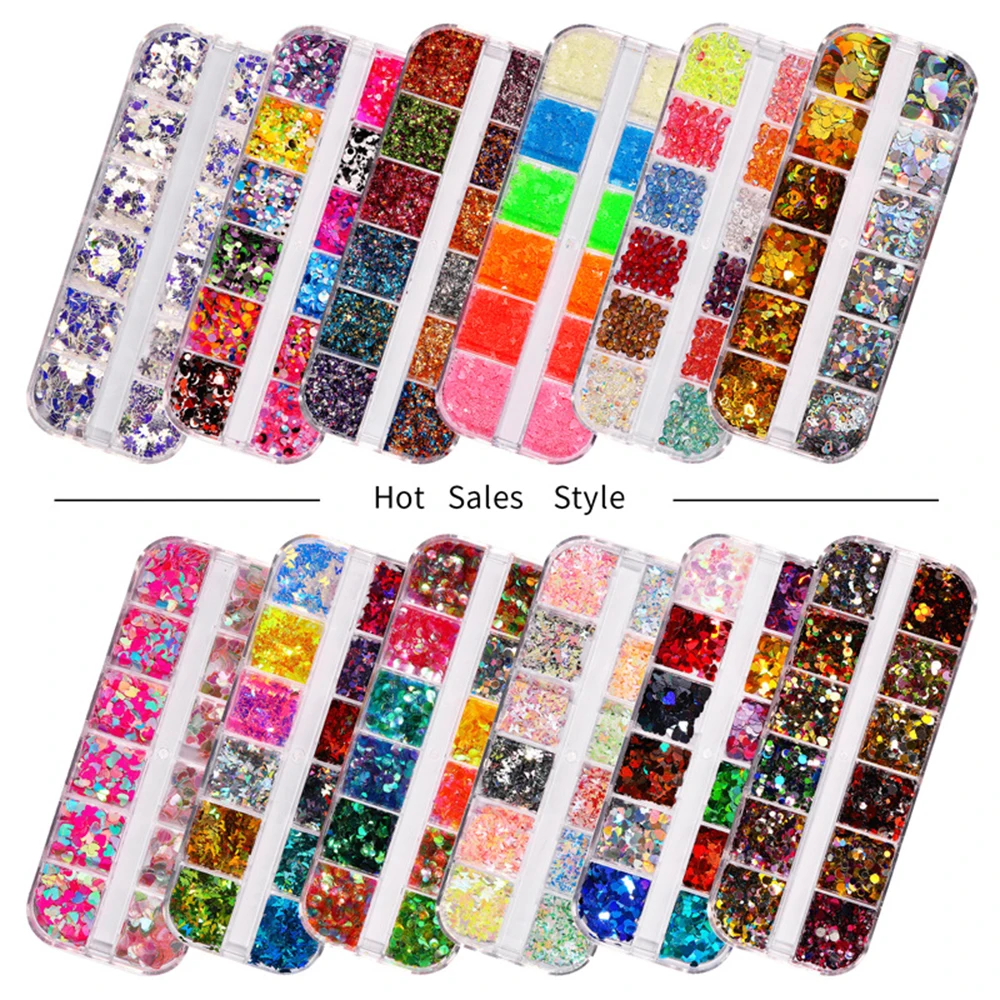 

Nails Products Fantasy Butterfly Fluorescent Nightlight Sequins Box Art Accessories Manicure Decorate Supplies For Professionals