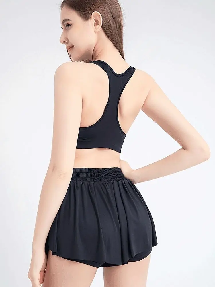 Полный комплект спортивной одежды для йоги бюстгальтер короткая юбка летний