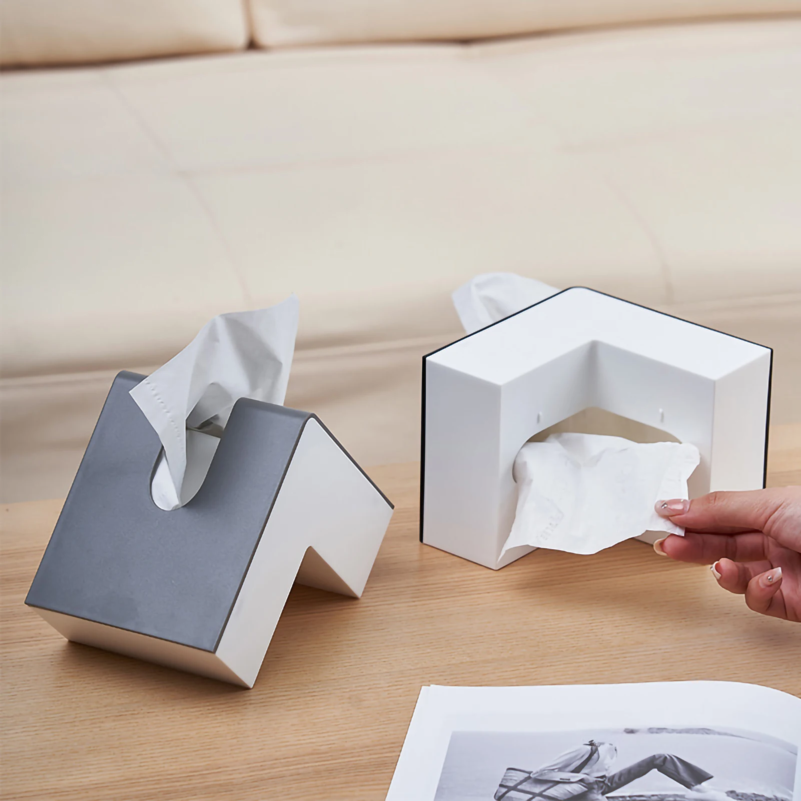 Современная коробка для салфеток под прямым углом в скандинавском стиле