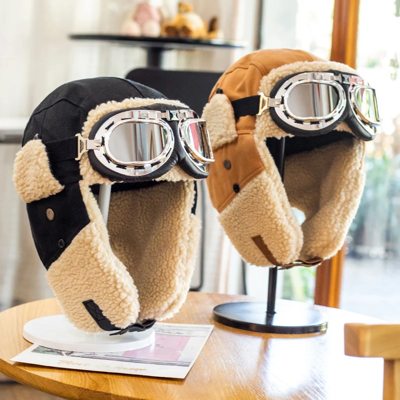 Ski Hat Pilot Bomber Unisex Wind and Cold Winter Cotton Ear Protection Velvet Earmuffs Cycling Goggles Fluffy |