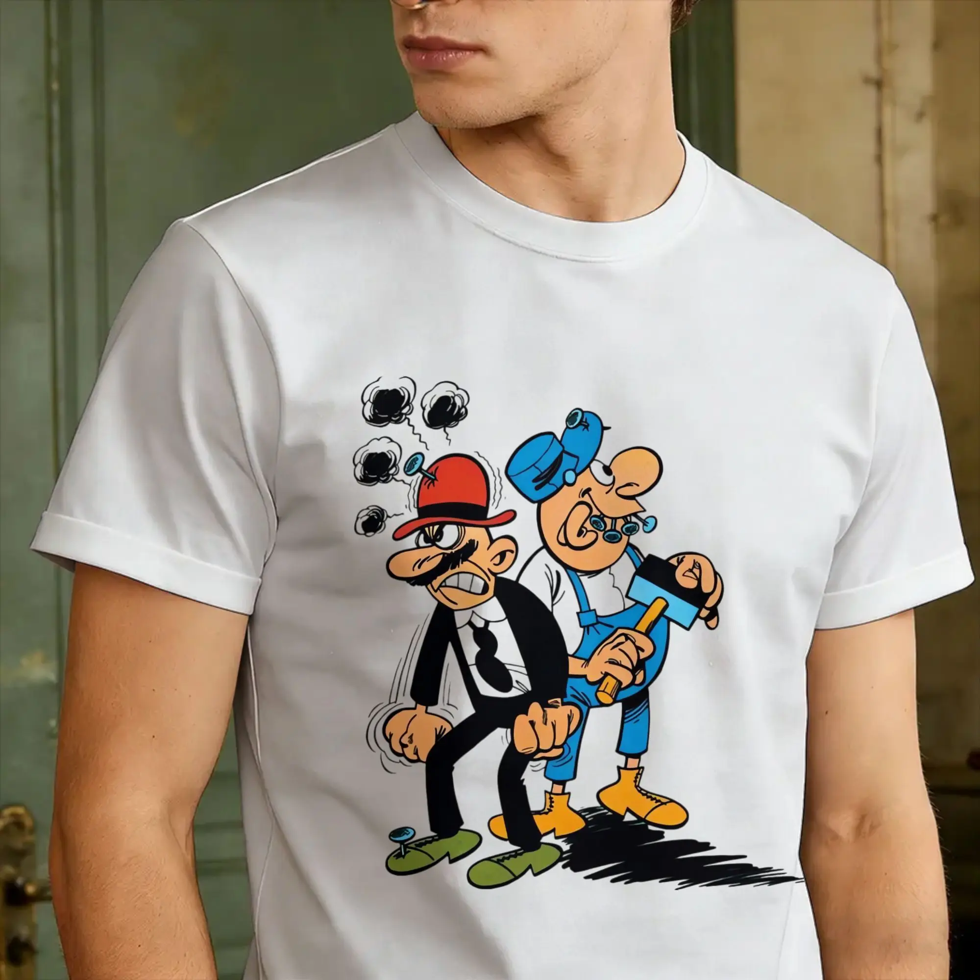 Фото Футболка Mort & Phil Mortadelo y Filemón, модные футболки с короткими рукавами, классические топы, пляжные хлопковые футболки 4XL, 5XL, 6XL №3