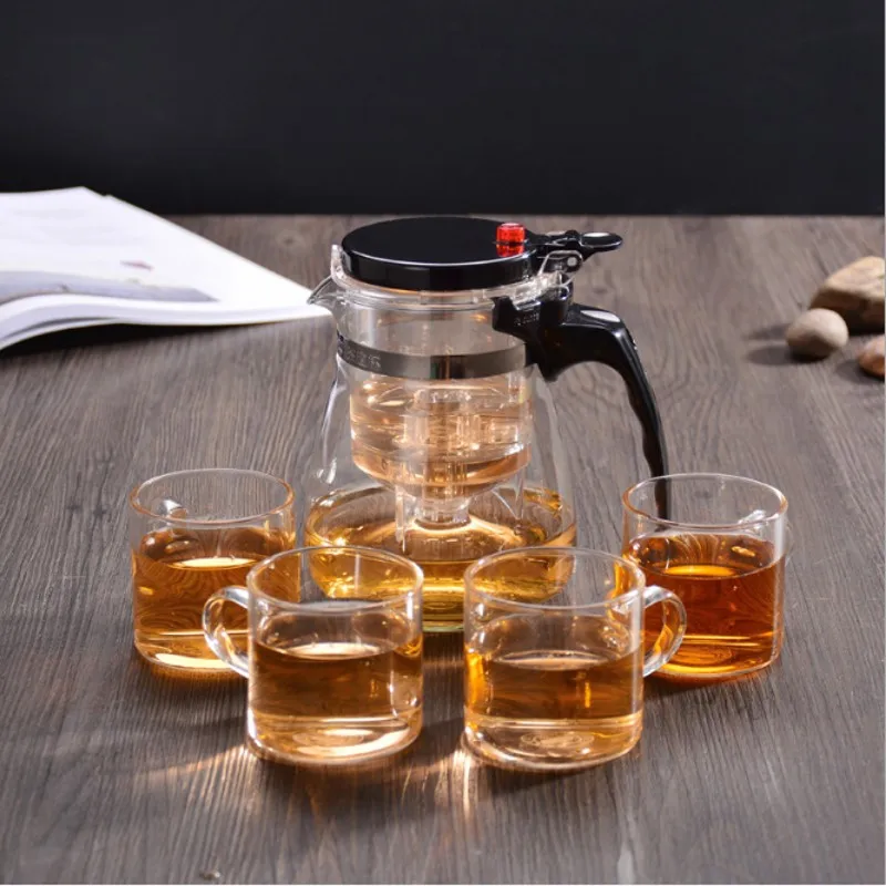 

Tea Infuser Tea Pots Heat Resistant Glass Tea Set Chinese Tea Sets Two cups Kettle Coffee Glass Maker Convenient Office Tea Pot