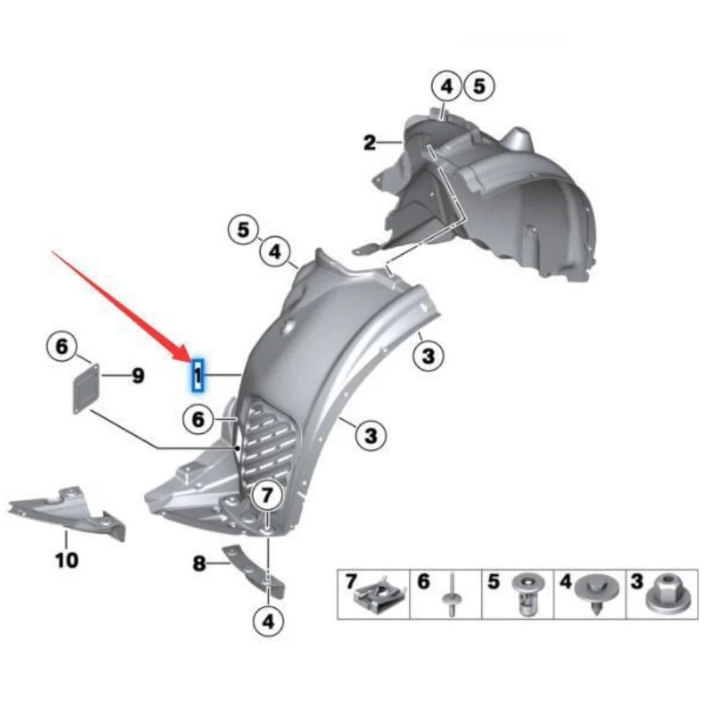 Фото Для BMW X3 F25 2011-2017 переднее колесо автомобиля, внутренняя подкладка, брызговик OE: 5171723641/51717213642 №5