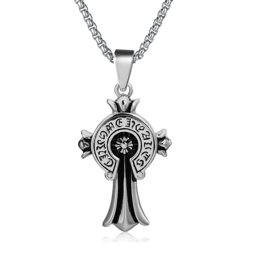 

Men's Necklace for Women Vintage Silver Cross Couple Pendant Name Necklace Personalised Cheap Things Free Shipping Chains Kpop