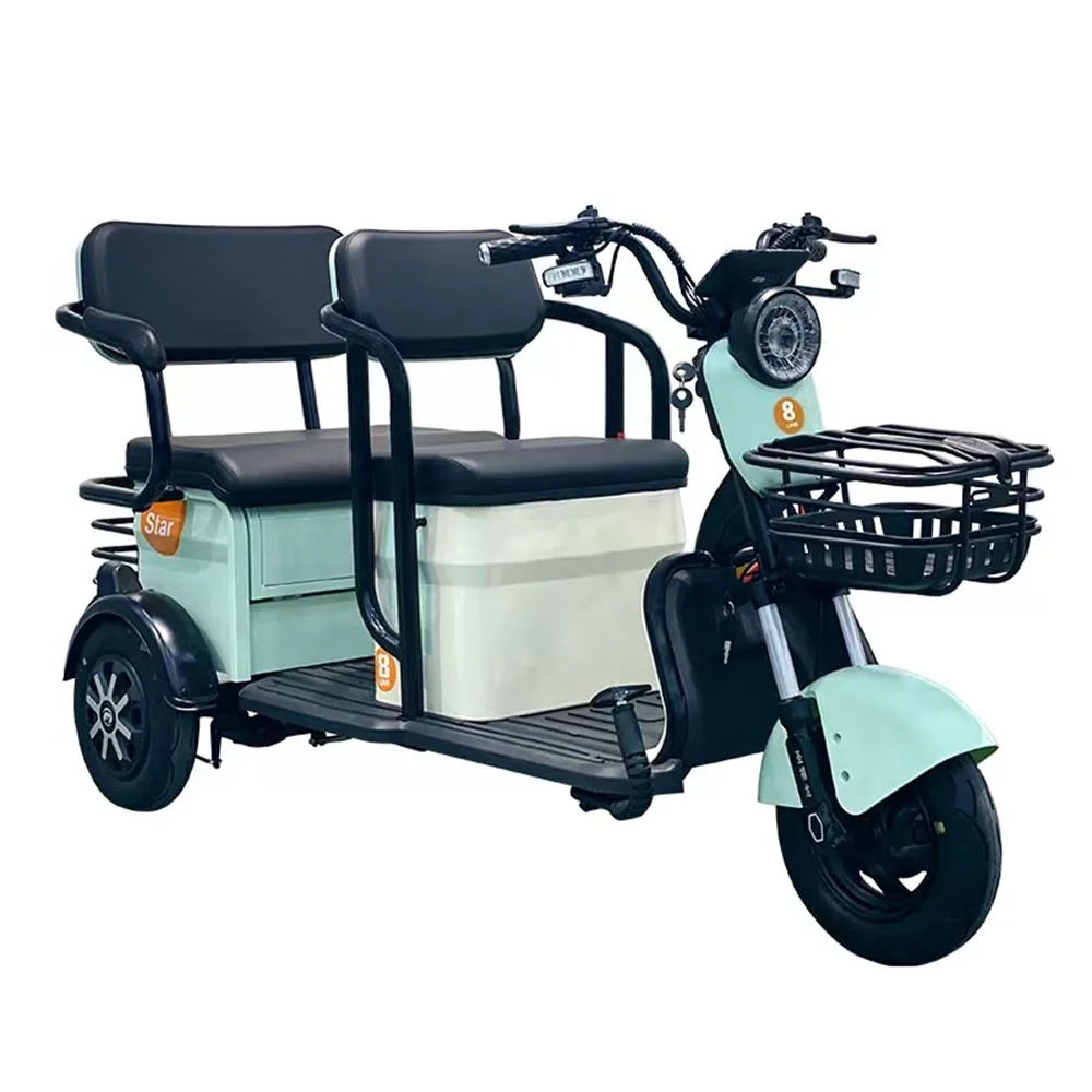 48/60 Volts Leisure Mobility Tricycle Electric Trike Removable Lithium Battery Cargo And People Anti-Slip Shock Absorption