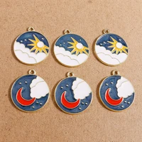 10pcs 2225mm cute enamel moon sun charms pendants for jewelry making women diy necklaces earrings diy handmade bracelets gifts