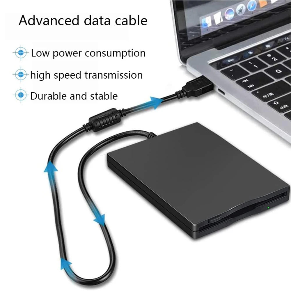 Фото Внешний USB-привод для дисков формата 3,5 дюйма, портативный дискетт-привод FDD 1,44 МБ для Mac, Windows 10/7/8/XP/Vista, ПК, ноутбуков №1