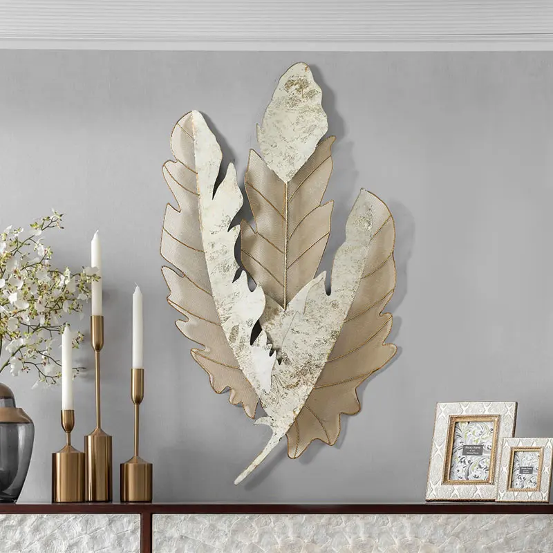 

American Wrought Iron Leaf Wall Ornaments Crafts Decoration Restaurant Wall Mural Ornaments Livingroom Home Wall Sticker Crafts