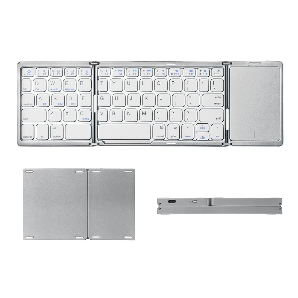 

Складная клавиатура BT, перезаряжаемая портативная Проводная Мини USB клавиатура с тачпадом, мышь для Windows/IOS/Android/Mac PC Tablet