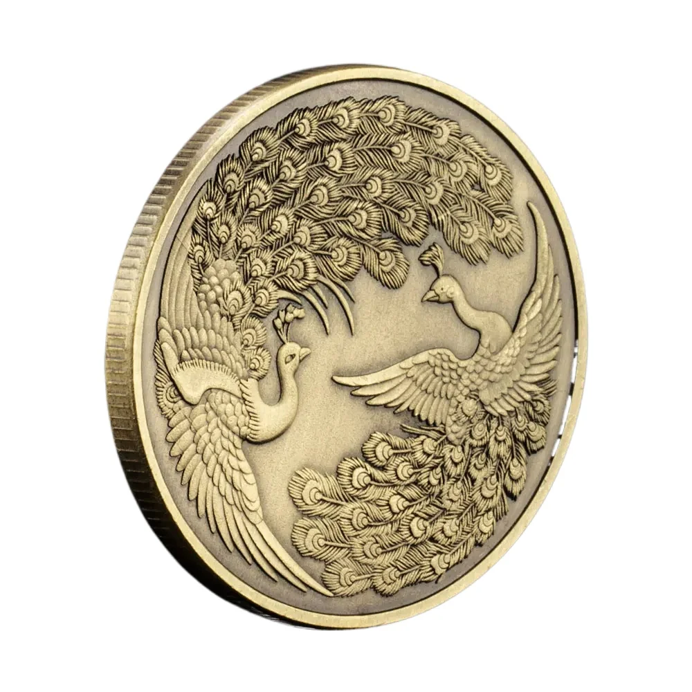 Медные сувениры с павлином монета коллекционный подарок коллекция монет Птица