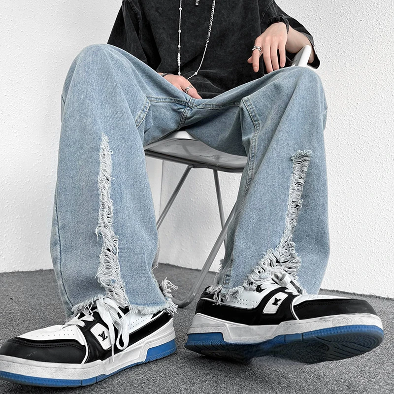 Men's Jeans Harajuku Trend Casual Solid Color Straight Loose Jeans Korean Style Hip Hop Jeans Y2k Streetwear Boyfriend Jeans MEN