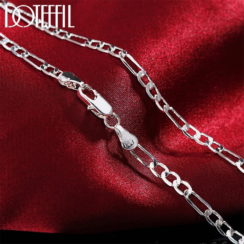 

DOTEFFIL 925 Sterling Silver 16/18/20/22/24/26/28/30 Inch 4mm Classic Chain Necklace For Women Man Fashion Wedding Charm Jewelry