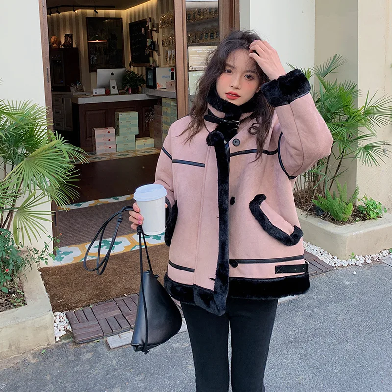 Lamb wool coat women's winter cashmere short cotton coat