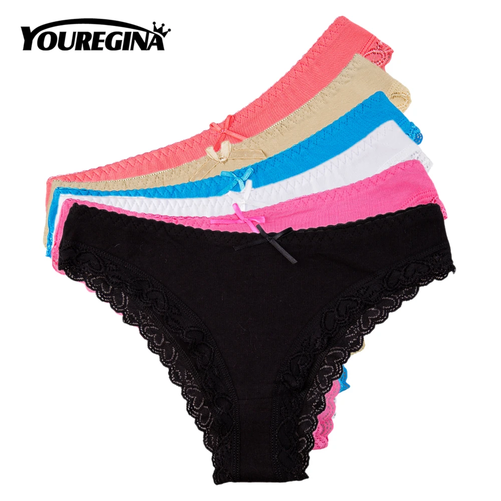 

Women's Panties Sexy Lace Cotton Briefs Low Rise Knickers Girls Underwear Ladies Lingerie 6 Pcs/set