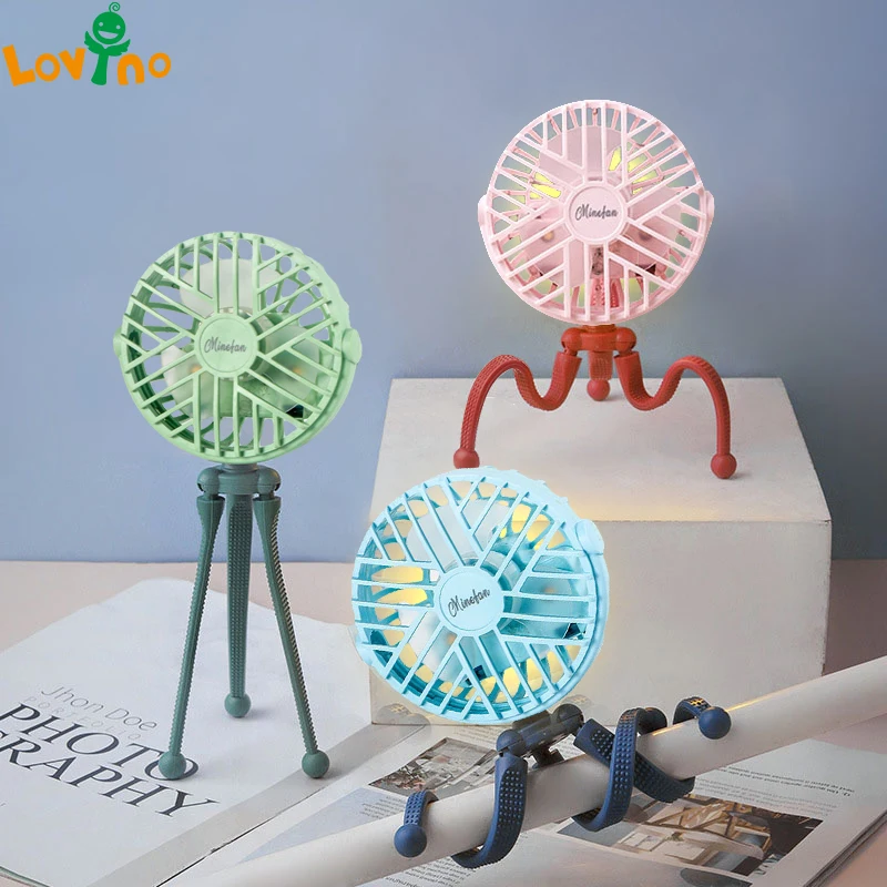 

Adjustable Deformable Bracket Mini Fan USB Charging Fan Crib Mute Fan Newborn Summer Necessary Items Baby Stroller Accessories