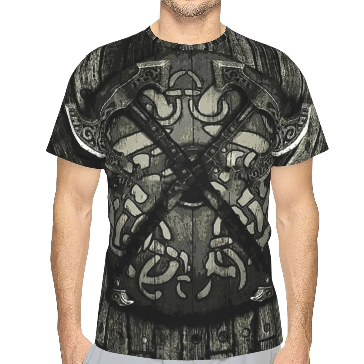 

BATTLE SHIELD Vikings 3D Print Polyester T-shirt Men Women Gym Short Sleeve TShirt Harajuku Streetwear Oversized Tops